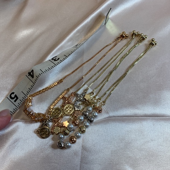 4 PC Set - Pretty Bird Real Gold Plated Lariat Bracelets 10” Yellow/White/Rose - Picture 8 of 8